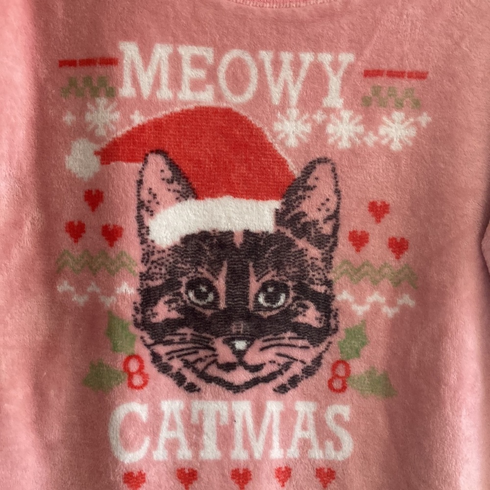 Meowy Catmas fuzzy pink funny Christmas sweatshirt 💗🐱🎄